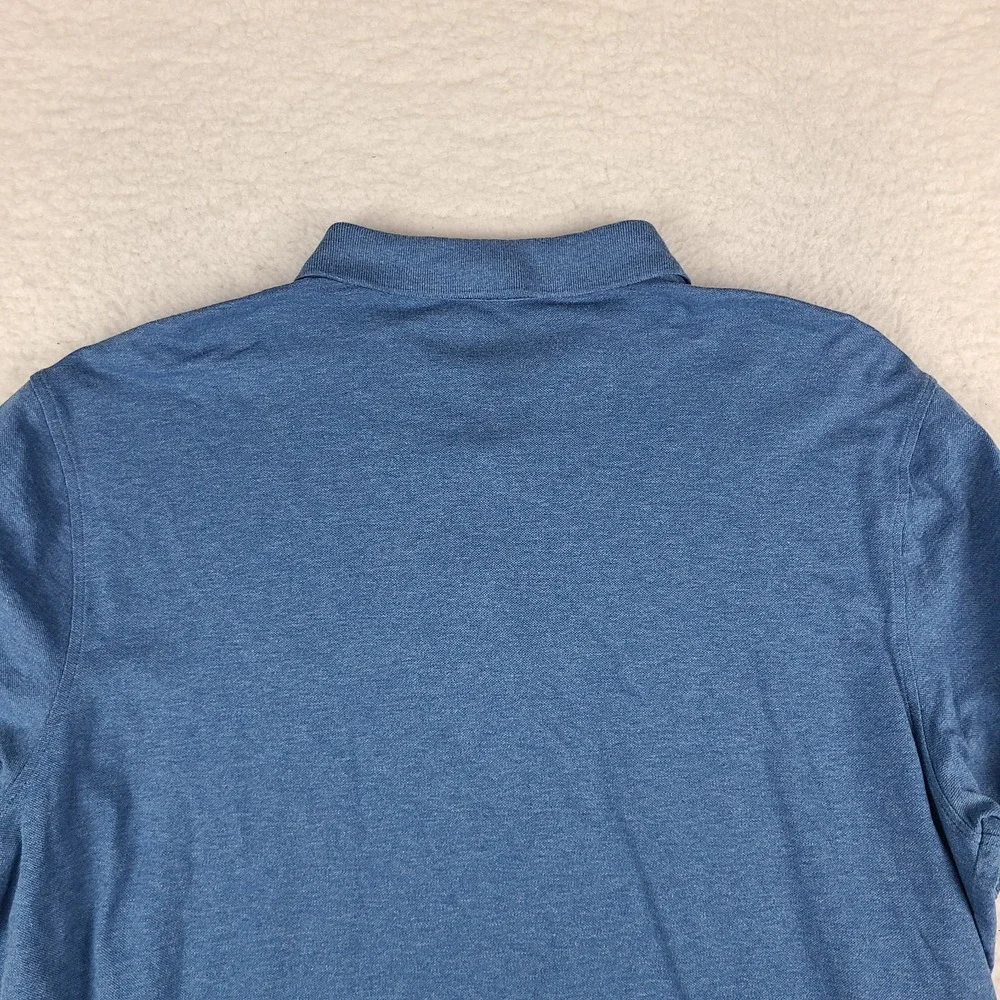 Charles Tyrwhitt Polo Shirt Mens XL Blue Solid Cotton Blend Short Sleeve